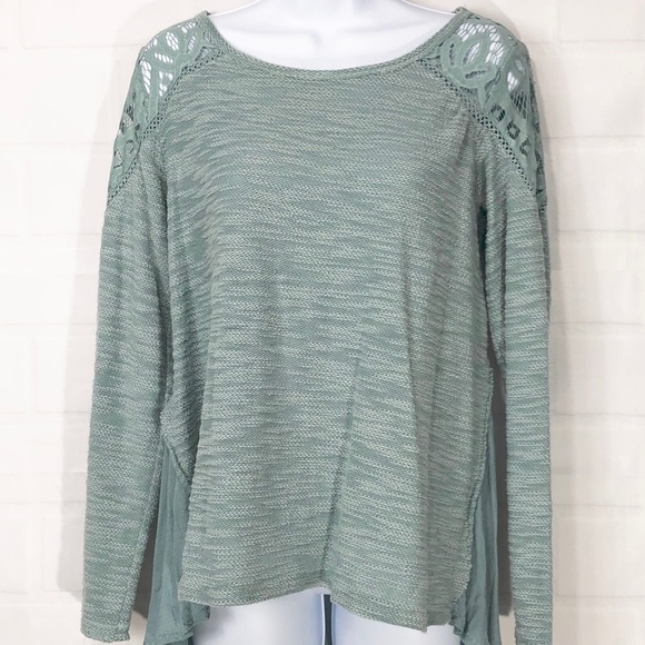 Jolt Tops - Jolt Aqua Blue Top Lace w Flowey Side Panels M